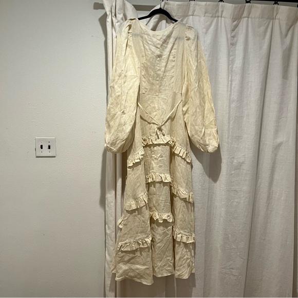 NWT VRG GRL Bonita Linen Ruffle Maxi Dress Cream Australia Brand - Picture 7 of 12